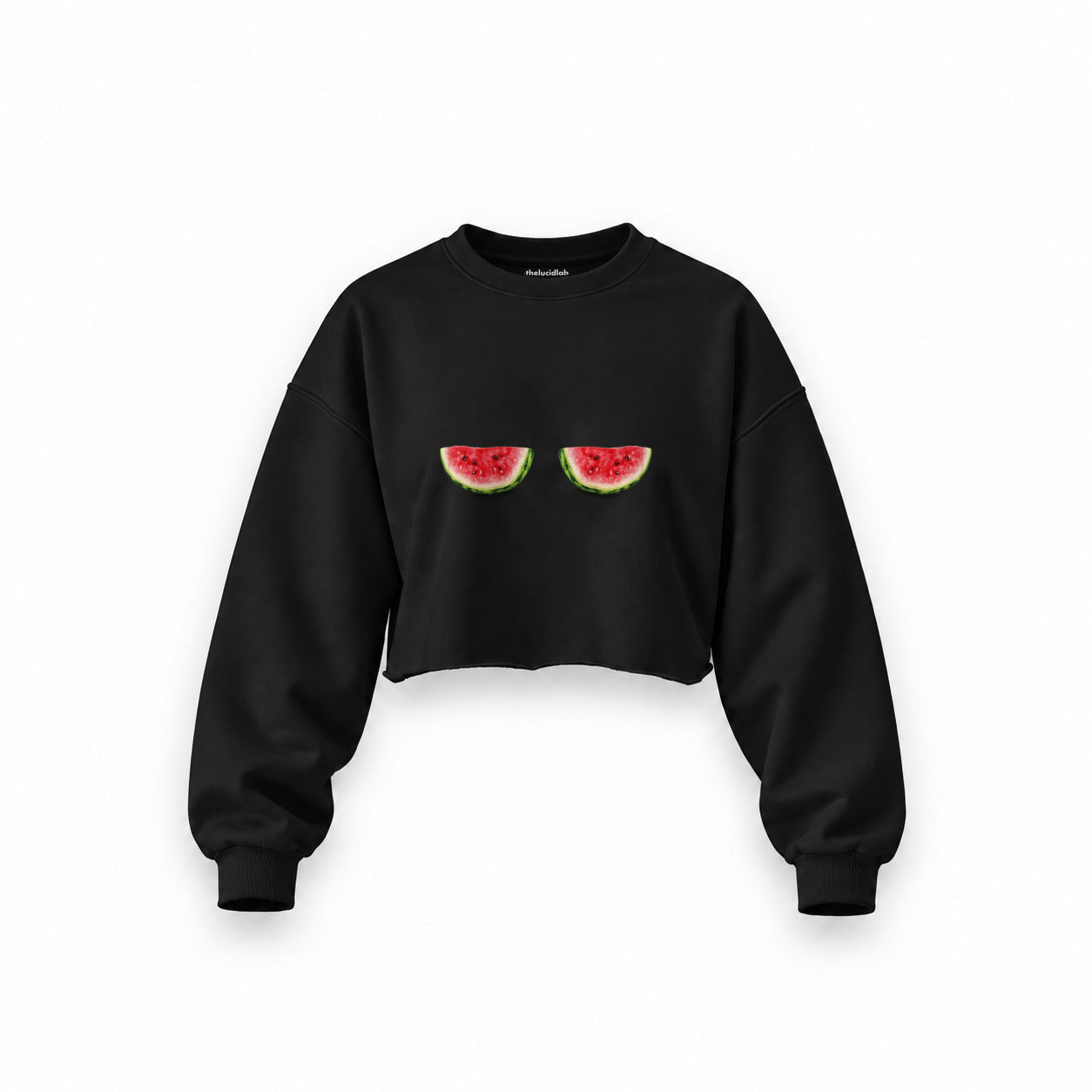 Summer Twins Oversize Crop Sweatshirt — Siyah — Ön baskı