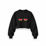 Summer Twins Oversize Crop Sweatshirt — Siyah — Ön baskı