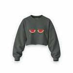 Summer Twins Oversize Crop Sweatshirt — Antrasit — Ön baskı