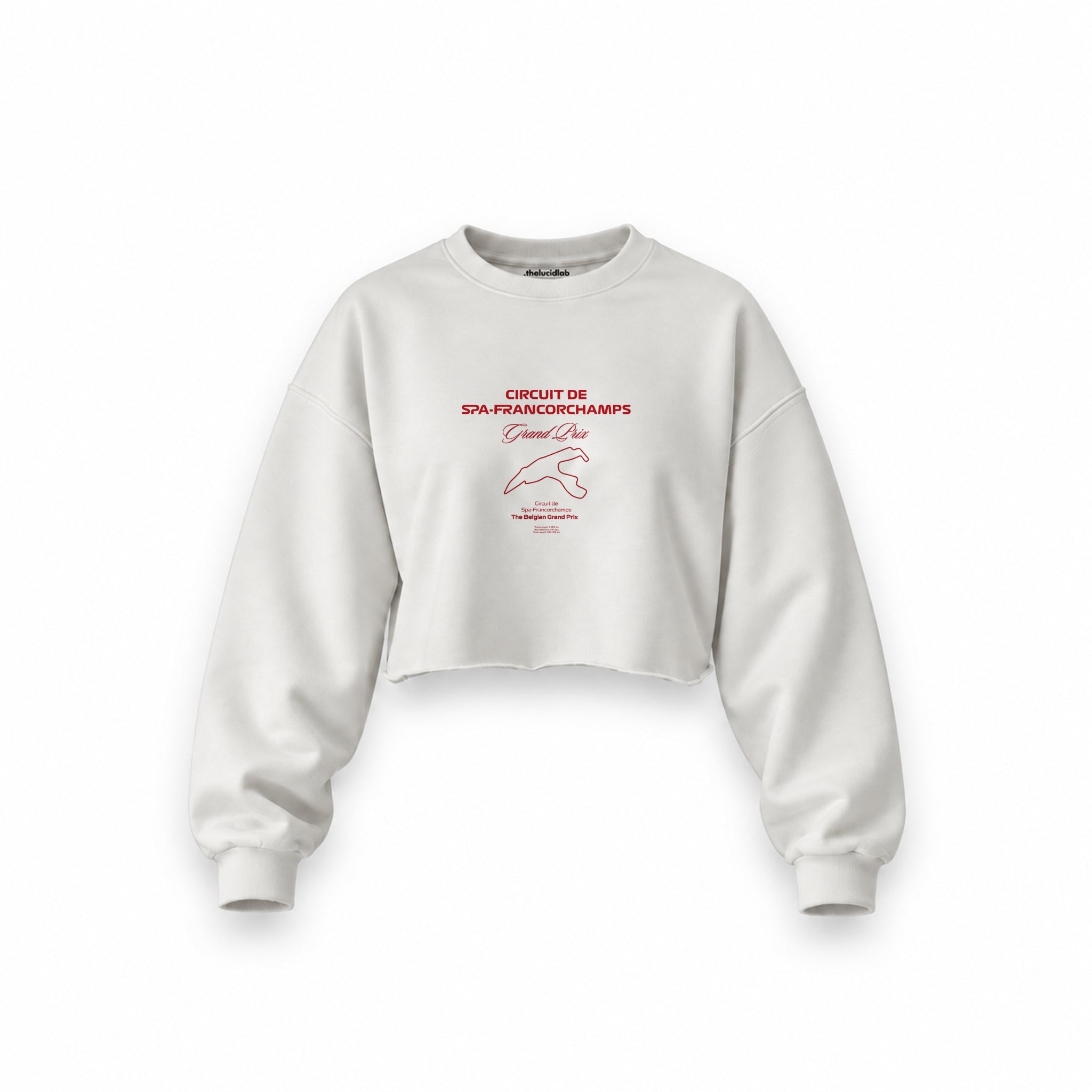 Spa-Francorchamps Grand Prix Oversize Crop Sweatshirt — Beyaz — Ön baskı
