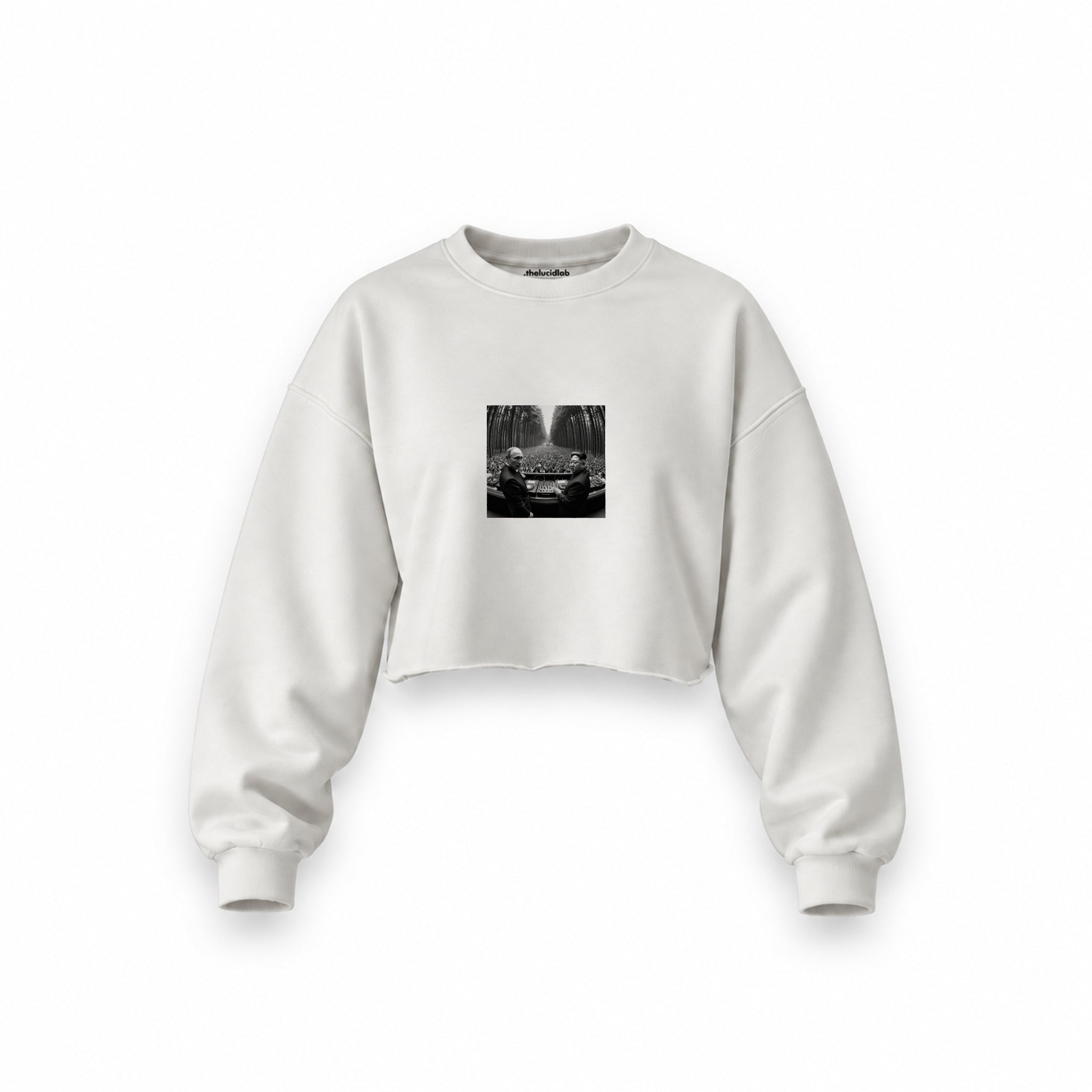 No Requests Oversize Crop Sweatshirt — Beyaz — Ön baskı