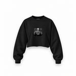 No Requests Oversize Crop Sweatshirt — Siyah — Ön baskı