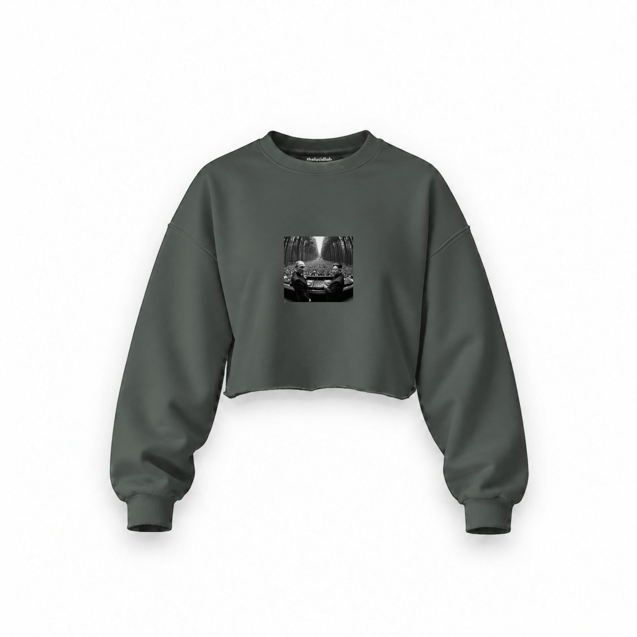 No Requests Oversize Crop Sweatshirt — Antrasit — Ön baskı
