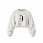 What The Fuck Is Tesla Oversize Crop Sweatshirt — Beyaz — Ön baskı
