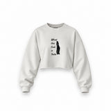 What The Fuck Is Tesla Oversize Crop Sweatshirt — Beyaz — Ön baskı