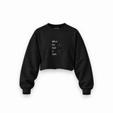 What The Fuck Is Tesla Oversize Crop Sweatshirt — Siyah — Ön baskı
