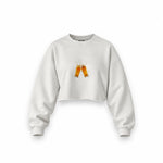 Lets Get Beers Tonight Oversize Crop Sweatshirt — Beyaz — Ön baskı