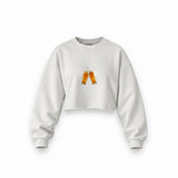 Lets Get Beers Tonight Oversize Crop Sweatshirt — Beyaz — Ön baskı