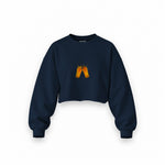 Lets Get Beers Tonight Oversize Crop Sweatshirt — Lacivert — Ön baskı