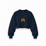 Lets Get Beers Tonight Oversize Crop Sweatshirt — Lacivert — Ön baskı