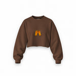 Lets Get Beers Tonight Oversize Crop Sweatshirt — Kahverengi — Ön baskı