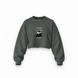 We Need A Hug Oversize Crop Sweatshirt — Antrasit — Ön baskı