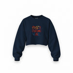 Pasta Sex Wine Oversize Crop Sweatshirt — Lacivert — Ön baskı