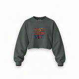 Pasta Sex Wine Oversize Crop Sweatshirt — Antrasit — Ön baskı