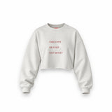 Fake Love Rich Sex Fast Money Oversize Crop Sweatshirt — Beyaz — Ön baskı