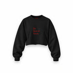 Drink Date Drive Oversize Crop Sweatshirt — Siyah — Ön baskı