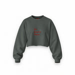 Drink Date Drive Oversize Crop Sweatshirt — Antrasit — Ön baskı