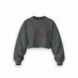Drink Date Drive Oversize Crop Sweatshirt — Antrasit — Ön baskı