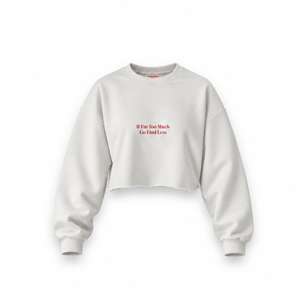 Go Find Less Oversize Crop Sweatshirt — Beyaz — Ön baskı