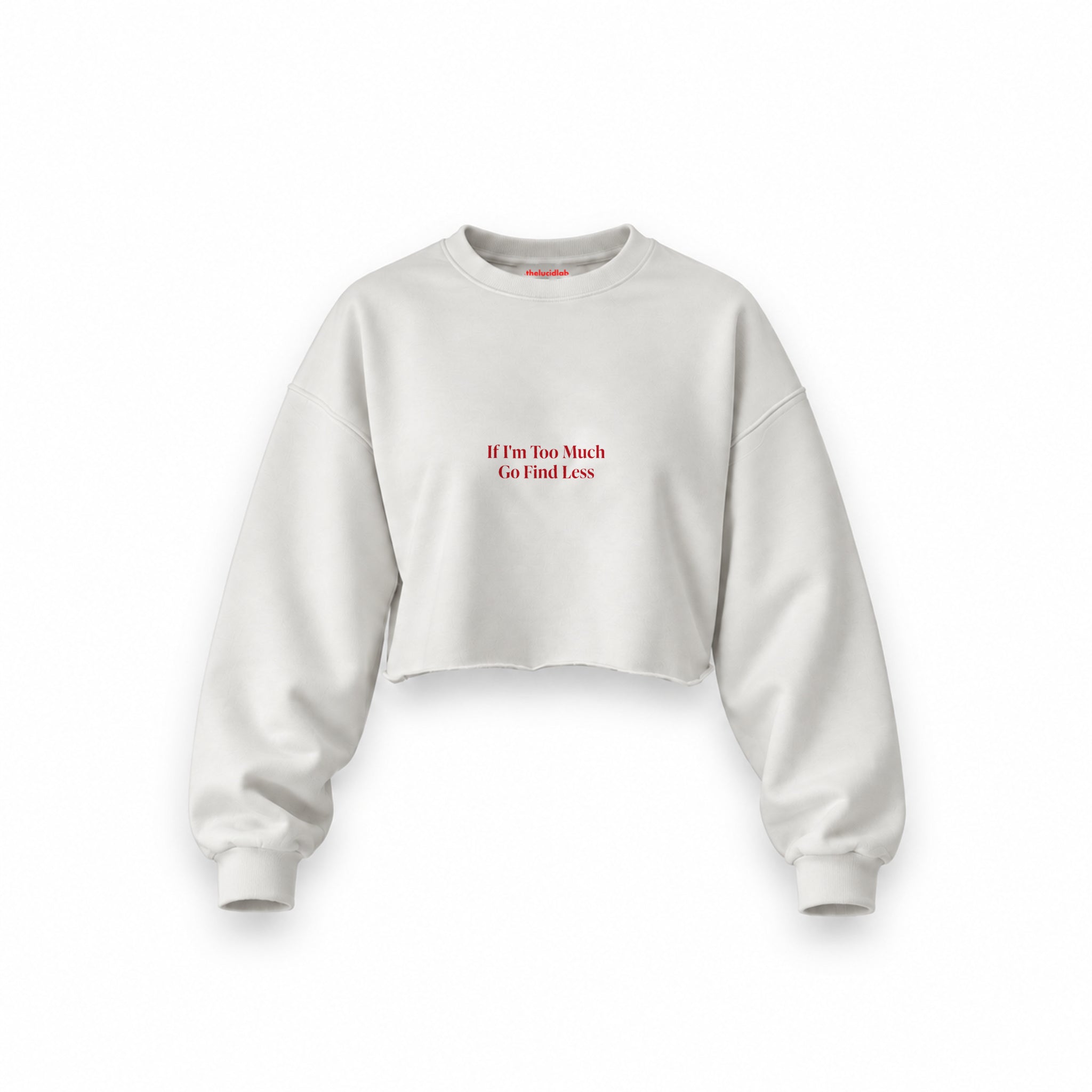 Go Find Less Oversize Crop Sweatshirt — Beyaz — Ön baskı