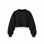 Go Find Less Oversize Crop Sweatshirt — Siyah — Ön baskı