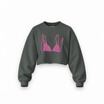 Pink Bikini Oversize Crop Sweatshirt — Antrasit — Ön baskı