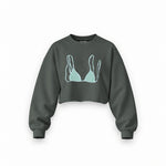 Blue Bikini Oversize Crop Sweatshirt — Antrasit — Ön baskı