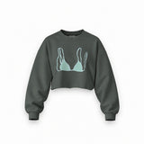 Blue Bikini Oversize Crop Sweatshirt — Antrasit — Ön baskı