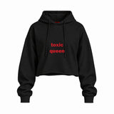 Toxic Queen Oversize Crop Hoodie — Siyah — Ön baskı