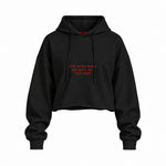 Stop Dating Oversize Crop Hoodie — Siyah — Ön baskı