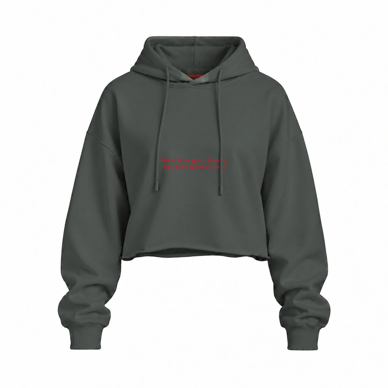 Good Boys & Bad Boys Oversize Crop Hoodie — Antrasit — Ön baskı