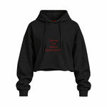 Before World War 3 Oversize Crop Hoodie — Siyah — Ön baskı