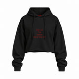 Before World War 3 Oversize Crop Hoodie — Siyah — Ön baskı