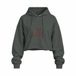 Before World War 3 Oversize Crop Hoodie — Antrasit — Ön baskı