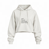 Sexy People Overthink Oversize Crop Hoodie — Beyaz — Ön baskı