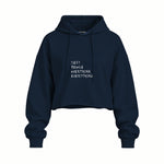 Sexy People Overthink Oversize Crop Hoodie — Lacivert — Ön baskı