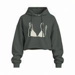 White Bikini Oversize Crop Hoodie — Antrasit — Ön baskı