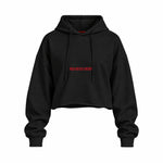 Rich Bitch Energy Oversize Crop Hoodie — Siyah — Ön baskı
