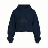 Call Me When You’re Rich Oversize Crop Hoodie — Lacivert — Ön baskı