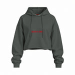 Queen Of Cringe Oversize Crop Hoodie — Antrasit — Ön baskı