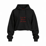 Fuck Me Before Life Does Oversize Crop Hoodie — Siyah — Ön baskı