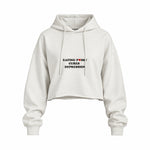 Eating Pussy Cures Depression Oversize Crop Hoodie — Beyaz — Ön baskı