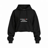 Eating Pussy Cures Depression Oversize Crop Hoodie — Siyah — Ön baskı