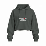 Eating Pussy Cures Depression Oversize Crop Hoodie — Antrasit — Ön baskı