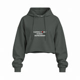Eating Pussy Cures Depression Oversize Crop Hoodie — Antrasit — Ön baskı