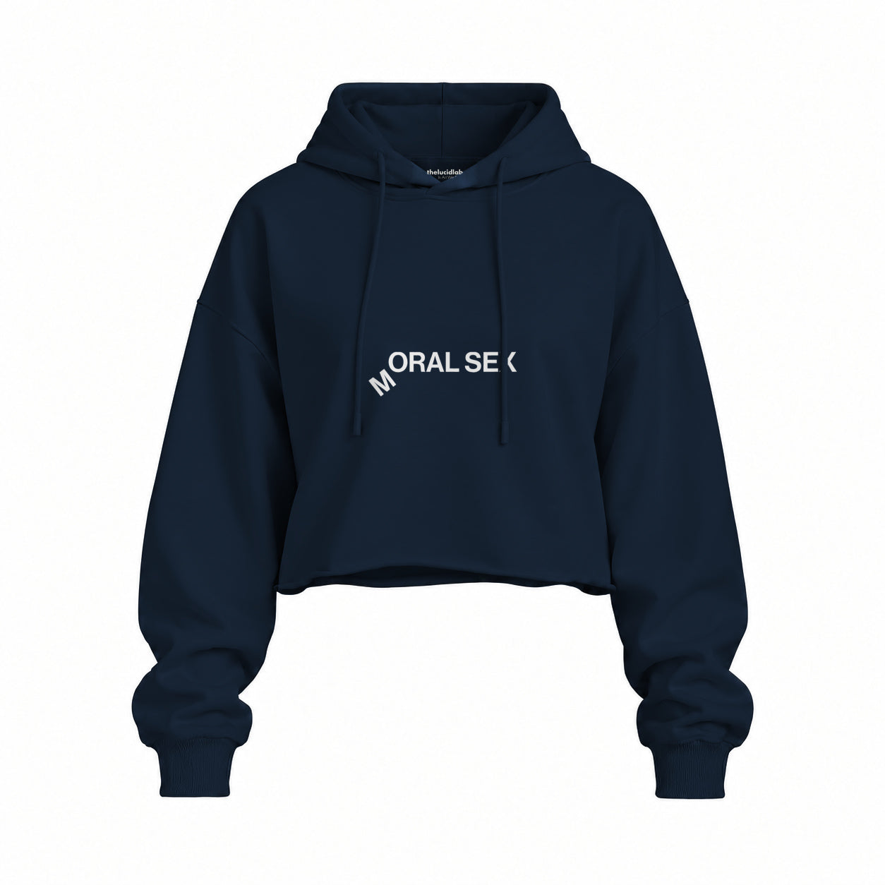 Moral Sex Oversize Crop Hoodie — Lacivert — Ön baskı