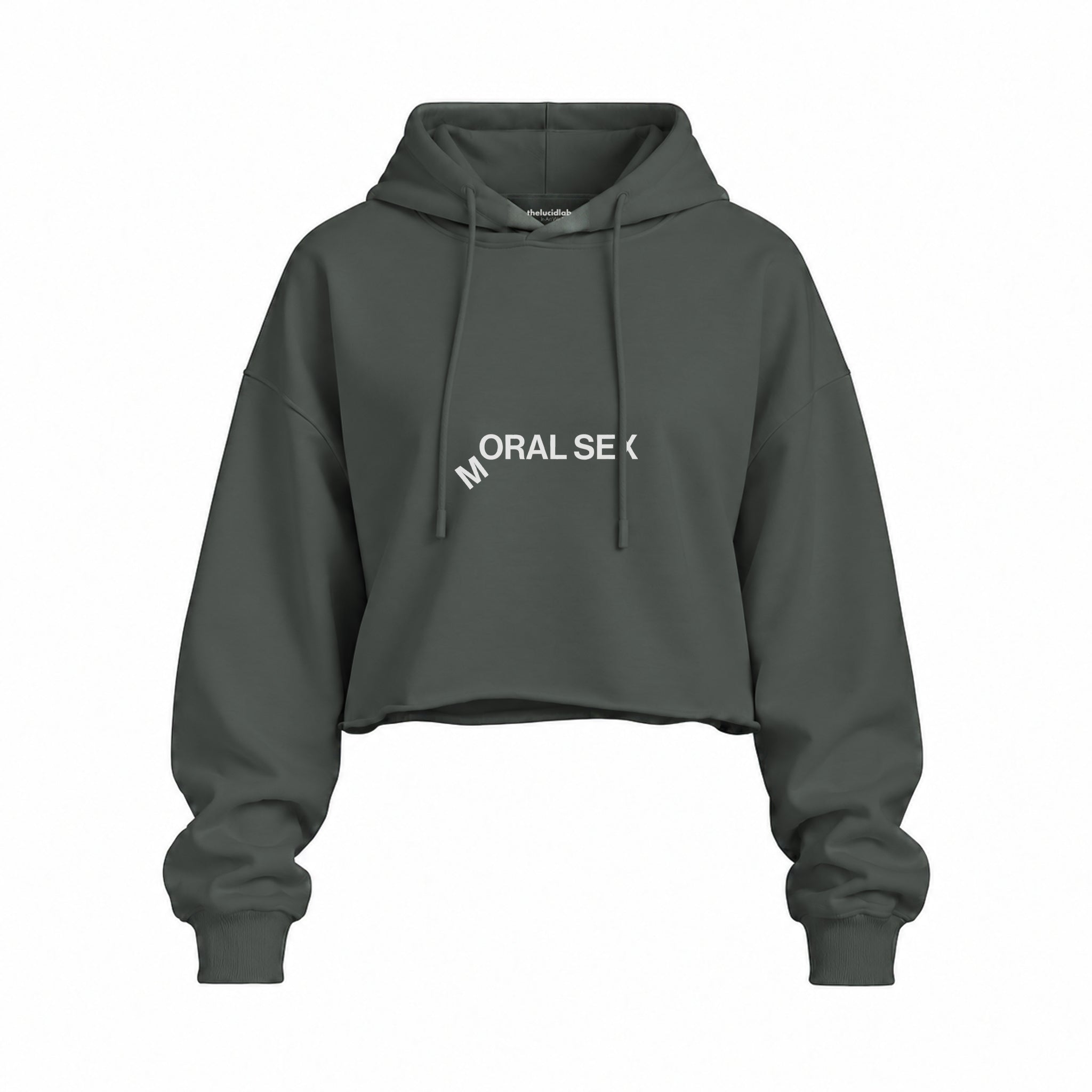 Moral Sex Oversize Crop Hoodie — Antrasit — Ön baskı