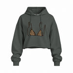 Leopard Bikini Oversize Crop Hoodie — Antrasit — Ön baskı