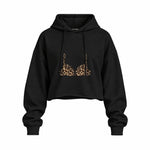 Noir Seduce – Leopard Oversize Crop Hoodie — Siyah — Ön baskı