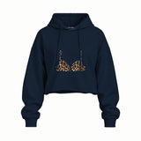 Noir Seduce – Leopard Oversize Crop Hoodie — Lacivert — Ön baskı
